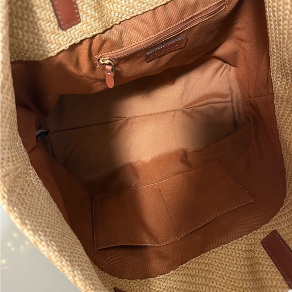 Cole Haan Soft Woven Tote Bag Tan and Brown - Picture 4 of 5